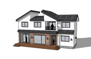 [건축설계-스케치업 소스][단독주택, 전원주택] - 40평 홈트리오 푸른 하늘빛을 머금다 전원주택 건축설계 스케치업 3D 파일