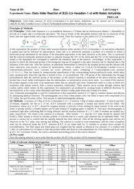 [유기화학실험 A+] Diels-Alder Reaction (1,3-Butadiene) (prelab/프리랩/예비보고서)