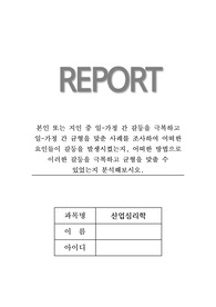 &lt;배움 A+ 산업심리학 레포트&gt; 본인 또는 지인 중 일-가정 간 갈등을 극복하고 일-가정 간 균형을 맞춘 사례를 조사하여 어떠한 요인들이 갈등을 발생시켰는지, 어떠한 방법으로 이러한 갈등을 극복하고 균형을 맞출 수 있었는지 분석해보시오.