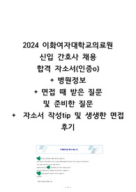 2024 이화의료원 이대병원 최합, 인증 有, 신규간호사 병원 정보, 자소서, 면접 질문 리스트 이걸로 끝