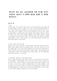 청소년이 겪고 있는 노동인권문제 사례 하나를 찾거나 수집하여 기술하고 이 문제의 원인을 설명한 후 대책을 제시하시오