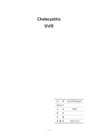 성인간호학 case study 담낭염Cholecystitis 간호진단 2, 간호과정 2