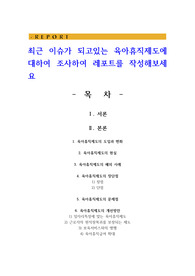 최근 이슈가 되고있는 육아휴직제도에 대하여 조사하여 레포트를 작성해보세요