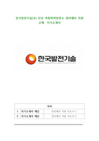 한국발전기술(주) 안산 복합화력발전소 정비제어 직원 공채 자기소개서