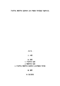 구성주의, 행동주의 입장에서 교사 역할의 차이점을 기술하시오