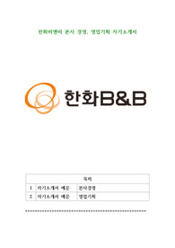 한화비앤비 본사 경영, 영업기획 자기소개서