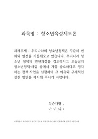 우리나라의 청소년정책은 꾸준히 변화와 발전을 거듭해오고 있습니다. 우리나라 청소년 정책의 변천과정을 검토하시고 오늘날의 청소년정책사업 중에서 가장 중요하다고 생각하는 정책사업을 선정하여 그 이유와 구체적인 실현 방안을 제시해 주시기 바랍니다.