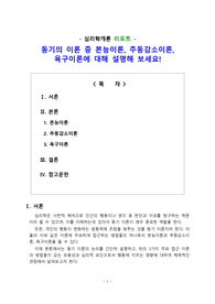 [심리학개론 리포트] 동기의 이론 중 본능이론, 추동감소이론, 욕구이론에 대해 설명해 보세요!