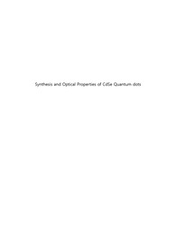 Synthesis and Optical Properties of CdSe Quantum dots