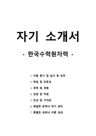 자기 소개서 - 한국수력원자력