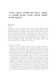 우리나라 노인들의 노후대책에 대해 기술하고, 여럴분들의 노후대책을 건강측면, 주거측면, 정서측면, 경제측면에 대해 서술하시오