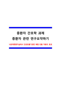 A+ 자료 중환자 간호학 과제 중환자 관련 연구요약하기