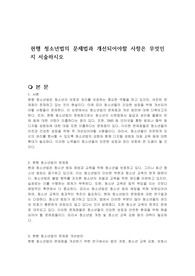 현행 청소년법의 문제법과 개선되어야할 사항은 무엇인지 서술하시오