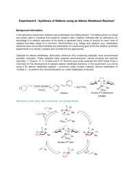A+ 받은 유기화학실험 2_ Exp 6_Synthesis of Stilbene_Alkene Metathesis (실험방법, 프리랩, 랩리포트 모음)