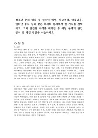 청소년 문제 행동 중 청소년 비행, 학교폭력, 약물남용, 인터넷 중독 등과 같은 외재화 문제에서 한 가지를 선택하고, 그와 관련된 사례를 제시한 후 해당 문제의 원인 분석 및 해결 방안을 서술하시오