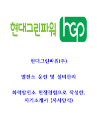 현대그린파워 발전소 운전 및 설비관리 자기소개서(경험참조)