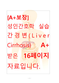 [A+보장]성인간호학 실습 간경변(Liver Cirrhosis) 간호진단, 간호과정, 컨퍼런스, 케이스스터디 17페이지 자료입니다.