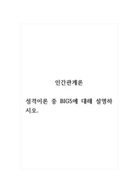 인간관계론_성격이론 중 BIG5에 대해 설명하시오.
