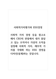 사회적가치평가와ESG_사회적 가치 경영 등을 참고로 해서 CEO의 관점에서 내가 몸담고 있는 조직이나 가상의 조직을 설정해 사회적 가치, 재무적 가치를 극대화 하는 ESG 경영을 디자인(설계)하는 것입니다.
