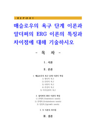 매슬로우의 욕구 단계 이론과 알더퍼의 ERG 이론의 특징과 차이점에 대해 기술하시오