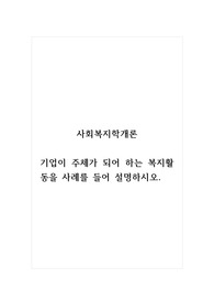 사회복지학개론_기업이 주체가 되어 하는 복지활동을 사례를 들어 설명하시오.
