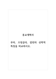 종교개혁사_루터, 츠빙글리, 칼빈의 신학적 특징을 비교하시오. (1000자)