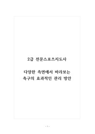2급 전문스포츠지도사_다양한 측면에서 바라보는 축구의 효과적인 관리 방안