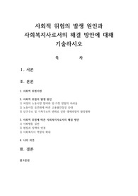 사회적 위험의 발생 원인과 사회복지사로서의 해결 방안에 대해 기술하시오