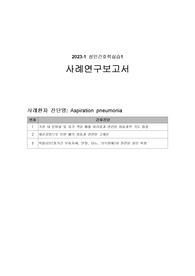 성인간호학 실습, 흡인성 폐렴, Aspiration pneumonia 비효과적 기도 청결, 고체온,  욕창