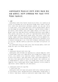 사회복지실천의 핵심요소로 전문적 관계의 개념과 중요성을 설명하고, 전문적 관계형성을 위한 기술과 각각의 특징을 기술하시오.