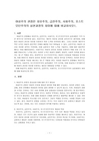 여성주의 관점인 자유주의, 급진주의, 사회주의, 포스트모던주의의 실천과정의 차이에 대해 비교하시오.
