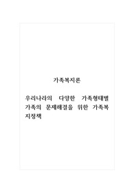 가족복지론_우리나라의 다양한 가족형태별 가족의 문제해결을 위한 가족복지정책