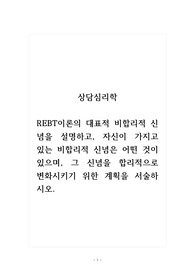 상담심리학_REBT이론의 대표적 비합리적 신념을 설명하고, 자신이 가지고 있는 비합리적 신념은 어떤 것이 있으며, 그 신념을 합리적으로 변화시키기 위한 계획을 서술하시오.