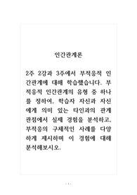 인간관계론_2주 2강과 3주에서 부적응적 인간관계에 대해 학습했습니다. 부적응적 인간관계의 유형 중 하나를 정하여, 학습자 자신과 자신에게 의미 있는 타인과의 관계 관점에서 실제 경험을 분석하고, 부적응의 구체적인 사례를 다양하게 제시하며 이 경험에 대해 분석해보시오.