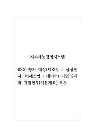 지속가능경영시스템_ESG 평가 대상(제조업 삼성전자, 비제조업 네이버) 기업 2개의 기업현황(기본개요) 조사