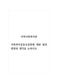 지역사회복지론_사회복지공동모금회에 대한 발전방향과 생각을 논하시오.