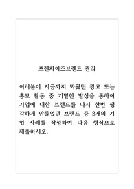 프랜차이즈브랜드관리_여러분이 지금까지 봐왔던 광고 또는 홍보 활동 중 기발한 발상을 통하여 기업에 대한 브랜드를 다시 한번 생각하게 만들었던 브랜드 중 2개의 기업 사례를 작성하여 다음 형식으로 제출하시오.