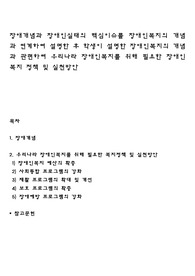 장애개념과 장애인실태의 핵심이슈를 장애인복지의 개념과 연계하여 설명한 후 학생이 설명한 장애인복지의 개념과 관련하여 우리나라 장애인복지를 위해 필요한 장애인복지 정책 및 실천방안
