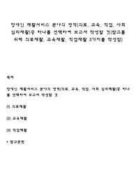 장애인 재활서비스 분야의 영역(의료, 교육, 직업, 사회 심리재활)중 하나를 선택하여 보고서 작성할 것