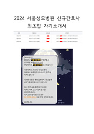 2024 서울성모병원 신규간호사 최초합 자소서(최초합 인증, 첨삭 10회)