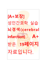 [A+보장]성인간호학실습 뇌경색(cerebral infarction) 간호과정, 간호진단, 컨퍼런스, 케이스스터디 19페이지 자료입니다.
