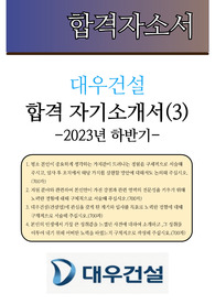 (2023년 하반기)대우건설 신입 공채 합격 자기소개서(3)(전문가 첨삭/ 대우건설 신입사원 채용 지원동기 합격 이력 및 지원서)