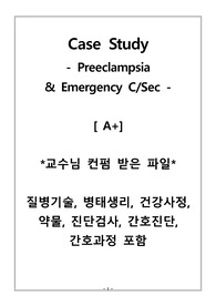 [여성] PE(자간전증), Em CS(A+, 질병기술, 건강력, 약물, 검사, 긴호진단 5개, 간호과정 2개 포함)