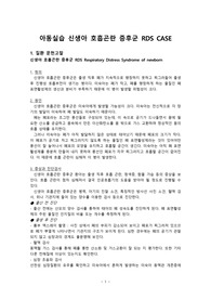 A+받은 아동간호학실습 CASE 신생아호흡곤란증후군 RDS_간호과정3개