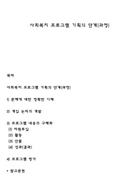 사회복지 프로그램 기획의 단계(과정)