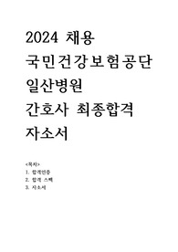 2024 국민건강보험공단병원(건보일산병원) 간호사 최종합격 자소서(최합 인증 O, 스펙 O, 자소서 O)