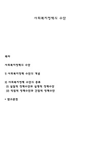 사회복지정책의 수단