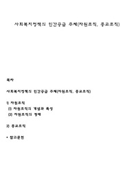 사회복지정책의 민간공급 주체(자원조직, 종교조직)
