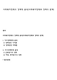 사회복지정책의 경제적 분석(사회복지정책과 경제의 관계)