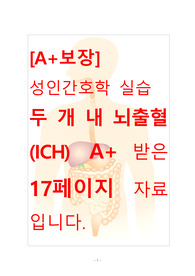 [A+보장]성인간호학 실습 두 개 내 뇌출혈(ICH) 컨퍼런스, 케이스스터디, 간호진단, 간호과정 17페이지 자료입니다.